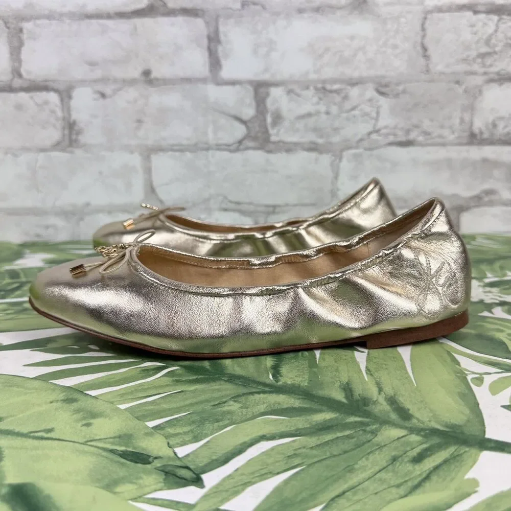 SAM EDELMAN NEW Felicia Jute Metallic Leather Ballet Flat - Picture 6 of 16
